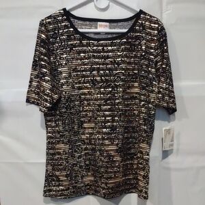 LuLaRoe 2X Gold Sequin Blouse T-Shirt